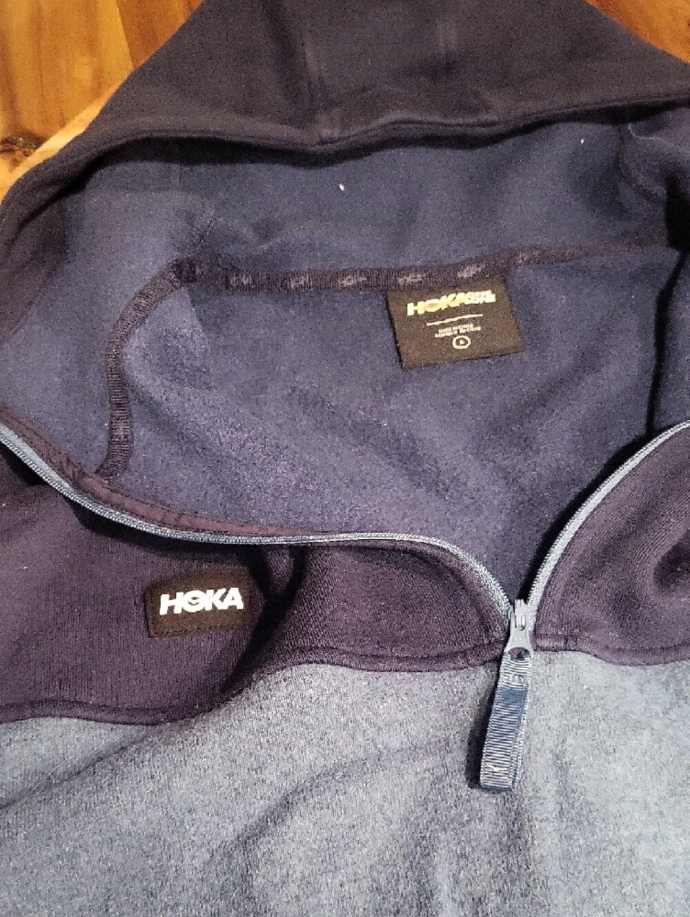 Hoka Women's s Two-Tone Navy and Light Blue Half-Zip Hoodie Sweater - Picture 2 of 3